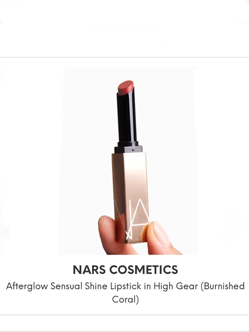 NARS Afterglow Sensual Shine Lipstick in High Gear (Burnished Coral)